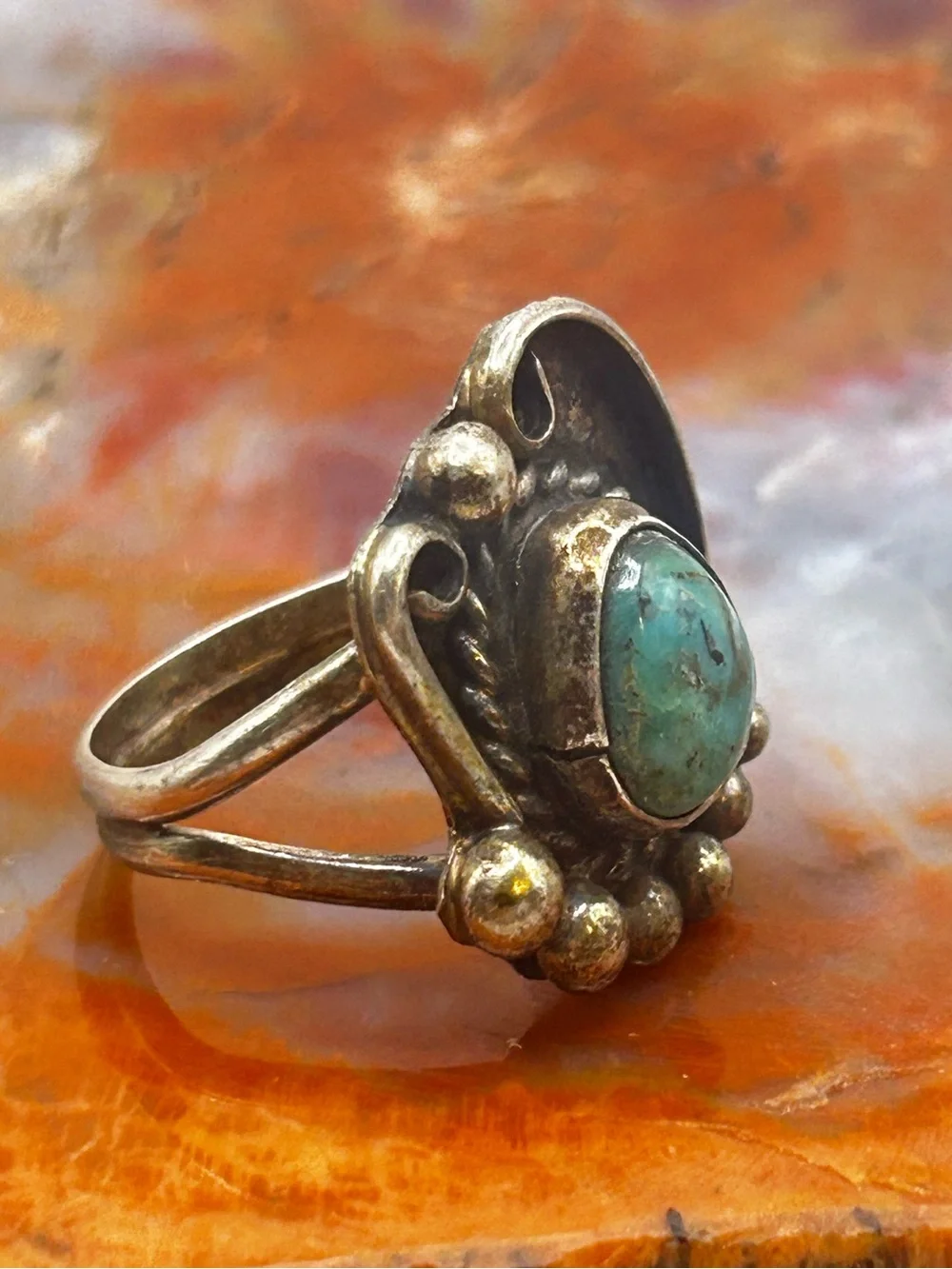 Southwest Sterling Silver Turquoise Ring - Size 6.5